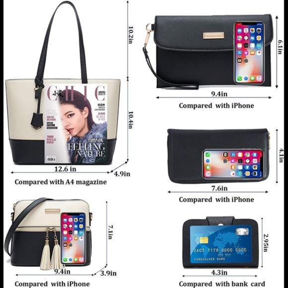 5 Pcs Satchel Purses and Handbags for Women Shoulder Tote Bags Synthetic Leather - Picture 5 of 6